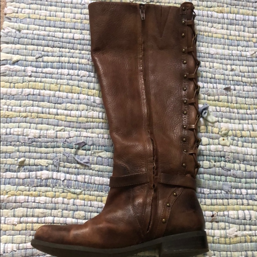 Gianni Bini Brown Leather Knee High Boots